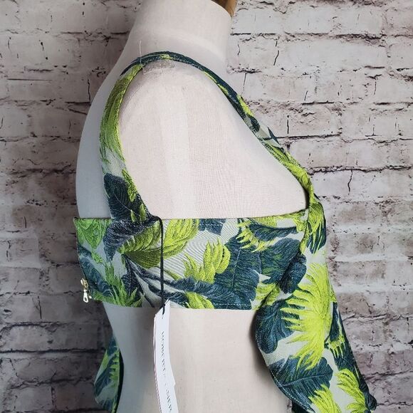 Roberta Reiner Uniqe Eclectic Palm Tree Jacquard Crop Top - Picture 4 of 7